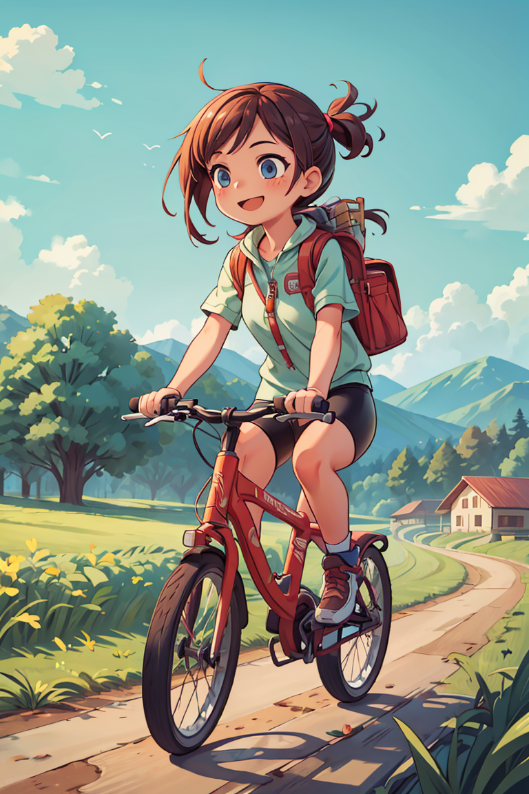 385051-2326513683-((best quality, masterpiece)), dramatic,  1 girl riding a bike pilot, smile, farm background.png